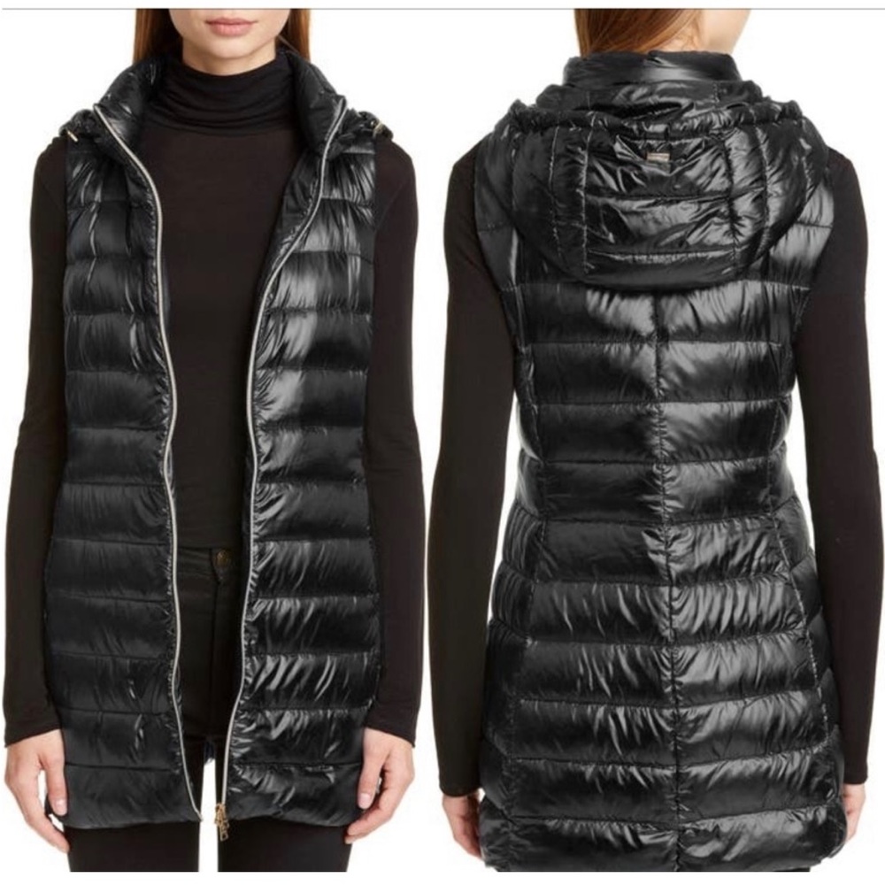 HERNO Serena Hooded Down Puffer Vest Black Women’s Size US 6 / 42